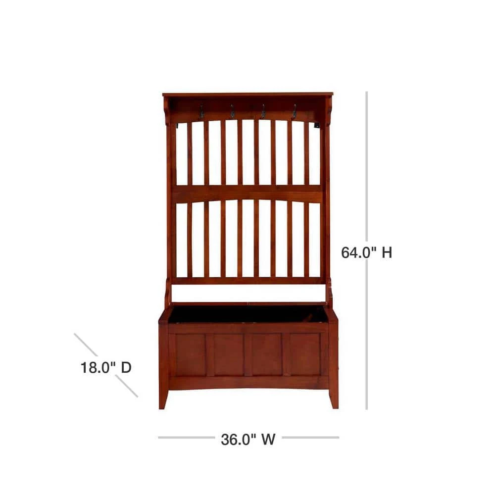 Mission Walnut Hall Tree with Storage by Linon Home Decor 5 Mission Walnut Hall Tree with Storage by Linon Home Decor - Image 3