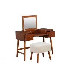 Vera 2-Piece Walnut Vanity Set by Linon Home Decor -Linon Home Decor Shop walnut linon home decor makeup vanities thd01831 c3 1000