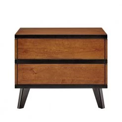 Ryan 2-Drawer Walnut Nightstand H 20.5 in. x W 25 in. x D 18 in. by Linon Home Decor