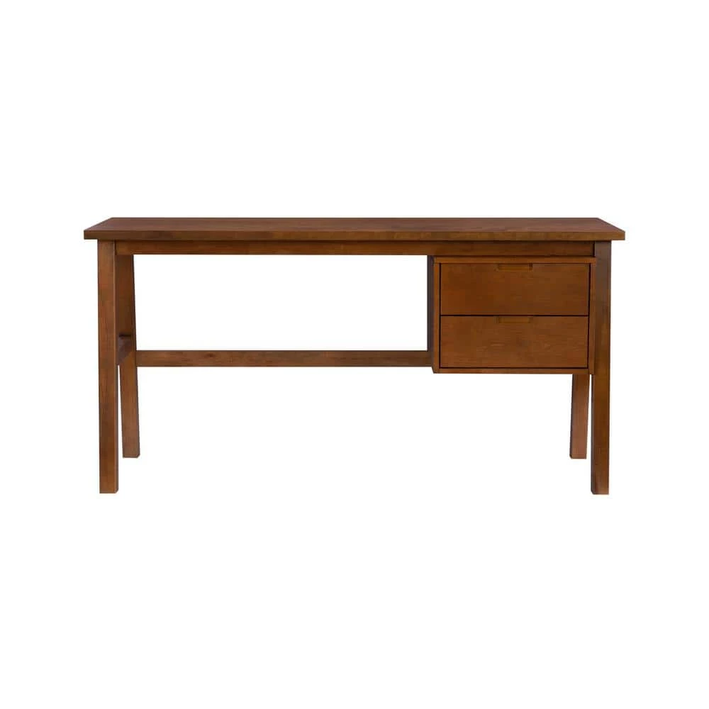 Brinson 60" in. wide Rectangle Walnut wood 2 drawer writing Storage Desk by Linon Home Decor 7 Brinson 60" in. wide Rectangle Walnut wood 2 drawer writing Storage Desk by Linon Home Decor - Image 5