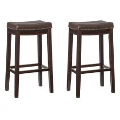 Concord 30 in. H Brown Wood frame Backless 2pk Barstool by Linon Home Decor