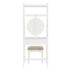 Andre White Leaning Vanity with Stool by Linon Home Decor -Linon Home Decor Shop warm white linon home decor makeup vanities thd04031 66 1000