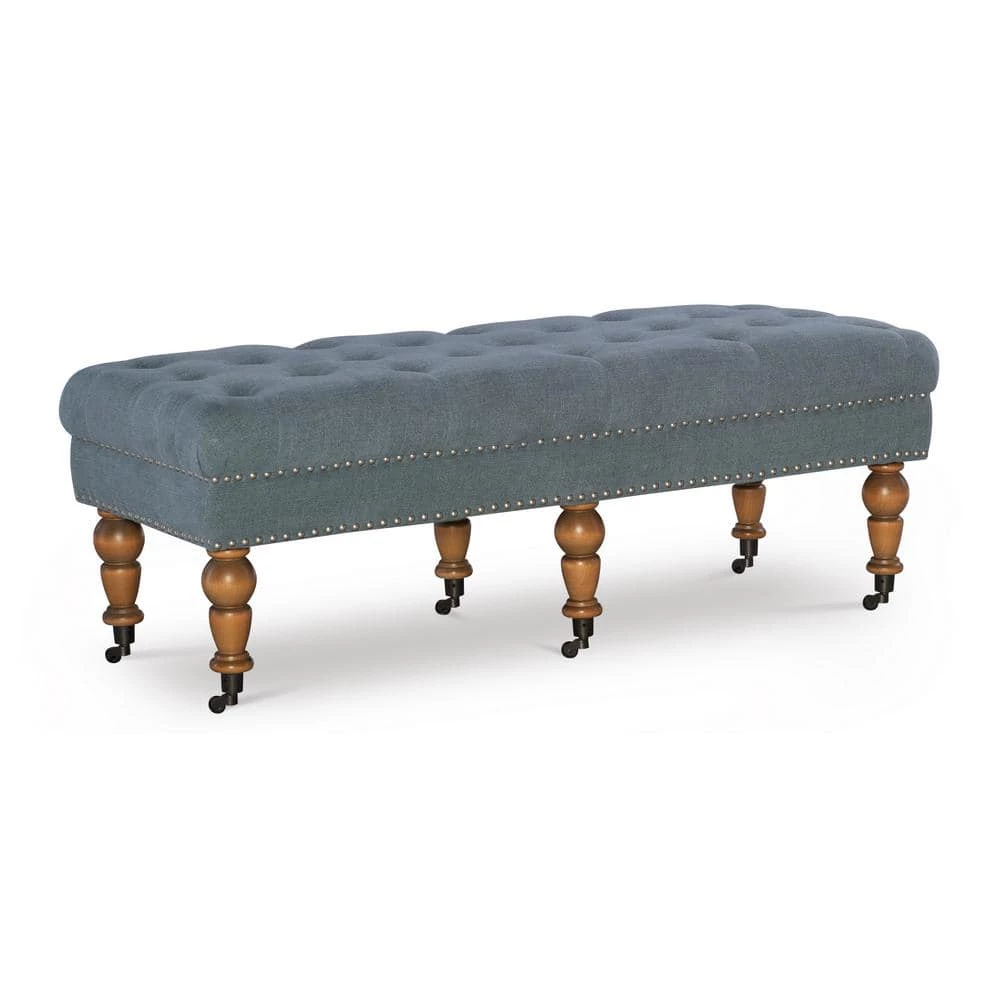 Isabelle Washed Blue Bench by Linon Home Decor 3 Isabelle Washed Blue Bench by Linon Home Decor