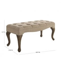 Loire Cabriolet Washed Natural Linen Bench by Linon Home Decor -Linon Home Decor Shop washed natural linon home decor ottomans 368301lin01u 40 1000