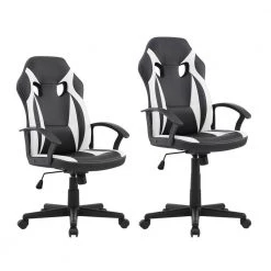 Walter Black/White Faux Leather Gaming Chair with Arms by Linon Home Decor -Linon Home Decor Shop white and black stripes linon home decor gaming chairs thd03204 4f 1000