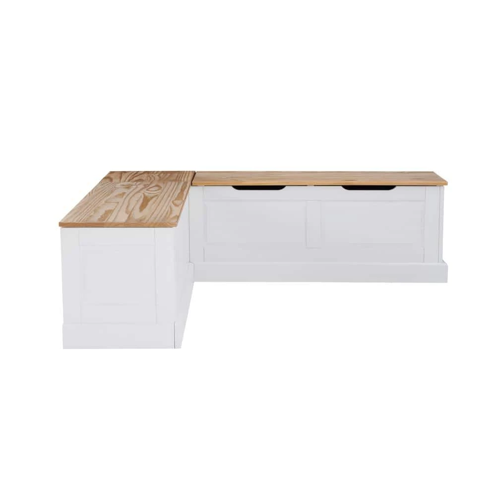 Rockhill Natural and White Backless Nook 62 in. L x 16.50 in. D x 18.25 in. H by Linon Home Decor 8 Rockhill Natural and White Backless Nook 62 in. L x 16.50 in. D x 18.25 in. H by Linon Home Decor - Image 6