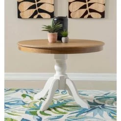 Linon Barnett White and Natural Pedestal Dining Table by Linon Home Decor 15 Linon Barnett White and Natural Pedestal Dining Table by Linon Home Decor -Linon Home Decor Shop white and natural linon home decor kitchen dining tables thd02676 31 1000