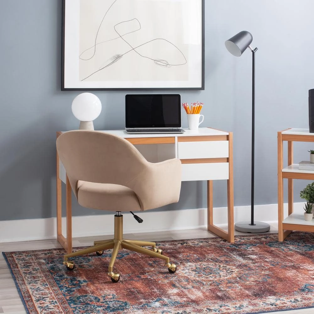 Henry 43.25 in. Rectangular White and Natural Wood with 2 Drawers Writing Desk by Linon Home Decor 10 Henry 43.25 in. Rectangular White and Natural Wood with 2 Drawers Writing Desk by Linon Home Decor - Image 8