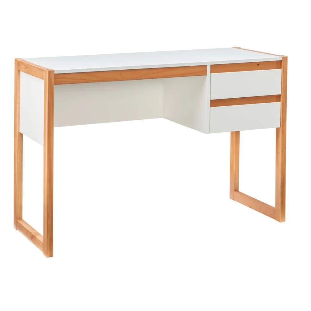 Henry 43.25 in. Rectangular White and Natural Wood with 2 Drawers Writing Desk by Linon Home Decor 3 Henry 43.25 in. Rectangular White and Natural Wood with 2 Drawers Writing Desk by Linon Home Decor