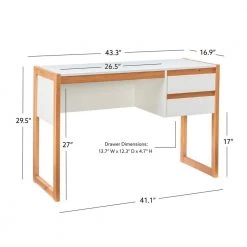 Henry 43.25 in. Rectangular White and Natural Wood with 2 Drawers Writing Desk by Linon Home Decor 20 Henry 43.25 in. Rectangular White and Natural Wood with 2 Drawers Writing Desk by Linon Home Decor -Linon Home Decor Shop white and natural linon home decor writing desks thd03175 fa 1000