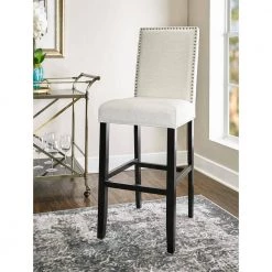 Stewart 30 in. Crystal White Cushioned Bar Stool by Linon Home Decor -Linon Home Decor Shop white brown linon home decor bar stools 022629glz01u fa 1000