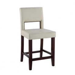 Vega 24 in. White Cushioned Counter Stool by Linon Home Decor -Linon Home Decor Shop white dark brown linon home decor bar stools 14053wht 01 kd u 4f 1000
