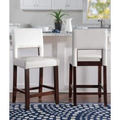 Vega 24 in. White Cushioned Counter Stool by Linon Home Decor