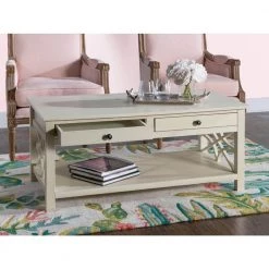 Sloane 44 in. White Large Rectangle Wood Coffee Table with Drawers by Linon Home Decor -Linon Home Decor Shop white finish linon home decor coffee tables thd00707 44 1000