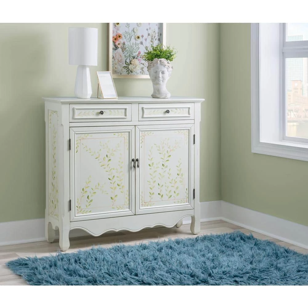 Stroup White Hand-painted 2 Door Console by Linon Home Decor 13 Stroup White Hand-painted 2 Door Console by Linon Home Decor - Image 11