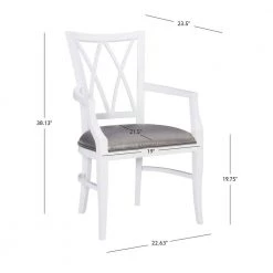 Kassel White Arm Chair with Charcoal Faux Leather Padded Seat by Linon Home Decor -Linon Home Decor Shop white linon home decor accent chairs thdac03634 1f 1000