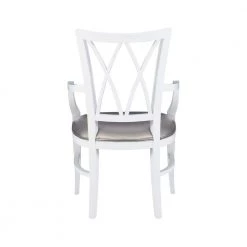 Kassel White Arm Chair with Charcoal Faux Leather Padded Seat by Linon Home Decor -Linon Home Decor Shop white linon home decor accent chairs thdac03634 66 1000