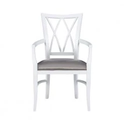 Kassel White Arm Chair with Charcoal Faux Leather Padded Seat by Linon Home Decor -Linon Home Decor Shop white linon home decor accent chairs thdac03634 c3 1000