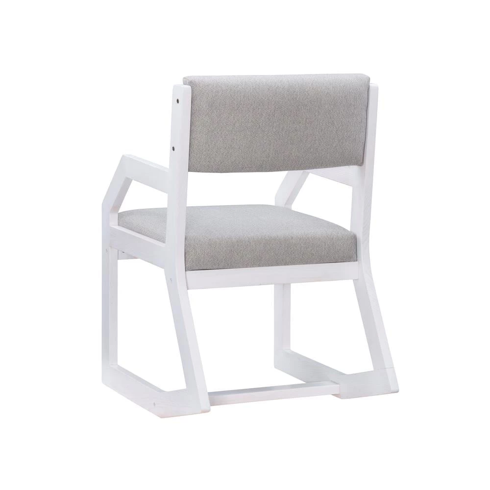 Matt White Wood with Grey Polyester Upholstery 2-Position Sled Chair by Linon Home Decor 7 Matt White Wood with Grey Polyester Upholstery 2-Position Sled Chair by Linon Home Decor - Image 5
