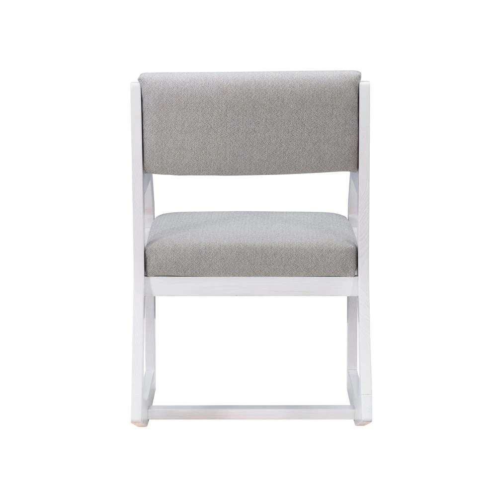 Matt White Wood with Grey Polyester Upholstery 2-Position Sled Chair by Linon Home Decor 5 Matt White Wood with Grey Polyester Upholstery 2-Position Sled Chair by Linon Home Decor - Image 3