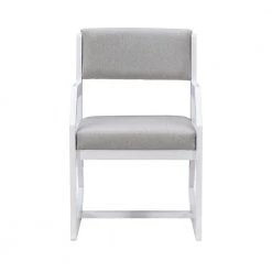 Matt White Wood with Grey Polyester Upholstery 2-Position Sled Chair by Linon Home Decor 13 Matt White Wood with Grey Polyester Upholstery 2-Position Sled Chair by Linon Home Decor -Linon Home Decor Shop white linon home decor accent chairs thdac3831 c3 1000