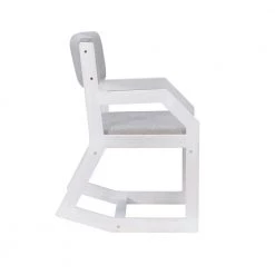 Matt White Wood with Grey Polyester Upholstery 2-Position Sled Chair by Linon Home Decor 11 Matt White Wood with Grey Polyester Upholstery 2-Position Sled Chair by Linon Home Decor -Linon Home Decor Shop white linon home decor accent chairs thdac3831 e1 1000