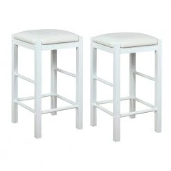 Mina White Backless 25 in. Counter Stools (Set of 2) by Linon Home Decor -Linon Home Decor Shop white linon home decor bar stools thd02856 c3 1000