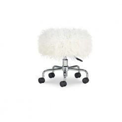 Des 18.25 in. White Faux Fur Adjustable Height Backless Rolling Stool by Linon Home Decor -Linon Home Decor Shop white linon home decor bar stools thd03555 76 1000