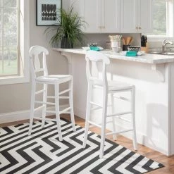 Honus White 44.75 in. H Barstool w/wood seat (Set of 2) by Linon Home Decor -Linon Home Decor Shop white linon home decor bar stools thdac04010 31 1000