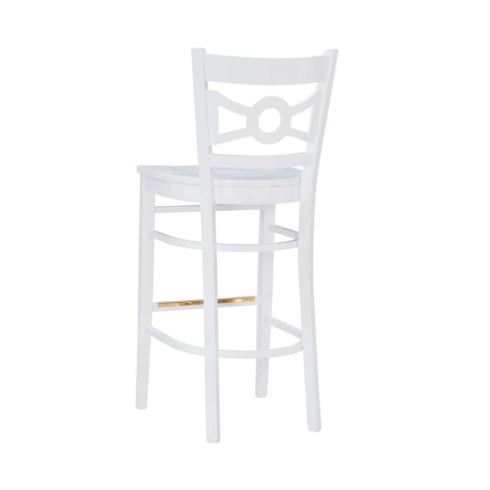 Stacey 44 in. White Decorative Wood Back Bar Stool with Wood-Seat (Set of 2) by Linon Home Decor 10 Stacey 44 in. White Decorative Wood Back Bar Stool with Wood-Seat (Set of 2) by Linon Home Decor - Image 8