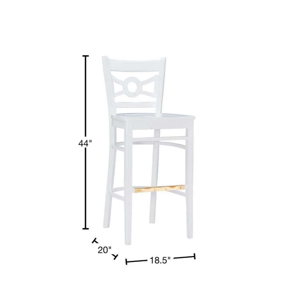Stacey 44 in. White Decorative Wood Back Bar Stool with Wood-Seat (Set of 2) by Linon Home Decor 5 Stacey 44 in. White Decorative Wood Back Bar Stool with Wood-Seat (Set of 2) by Linon Home Decor - Image 3