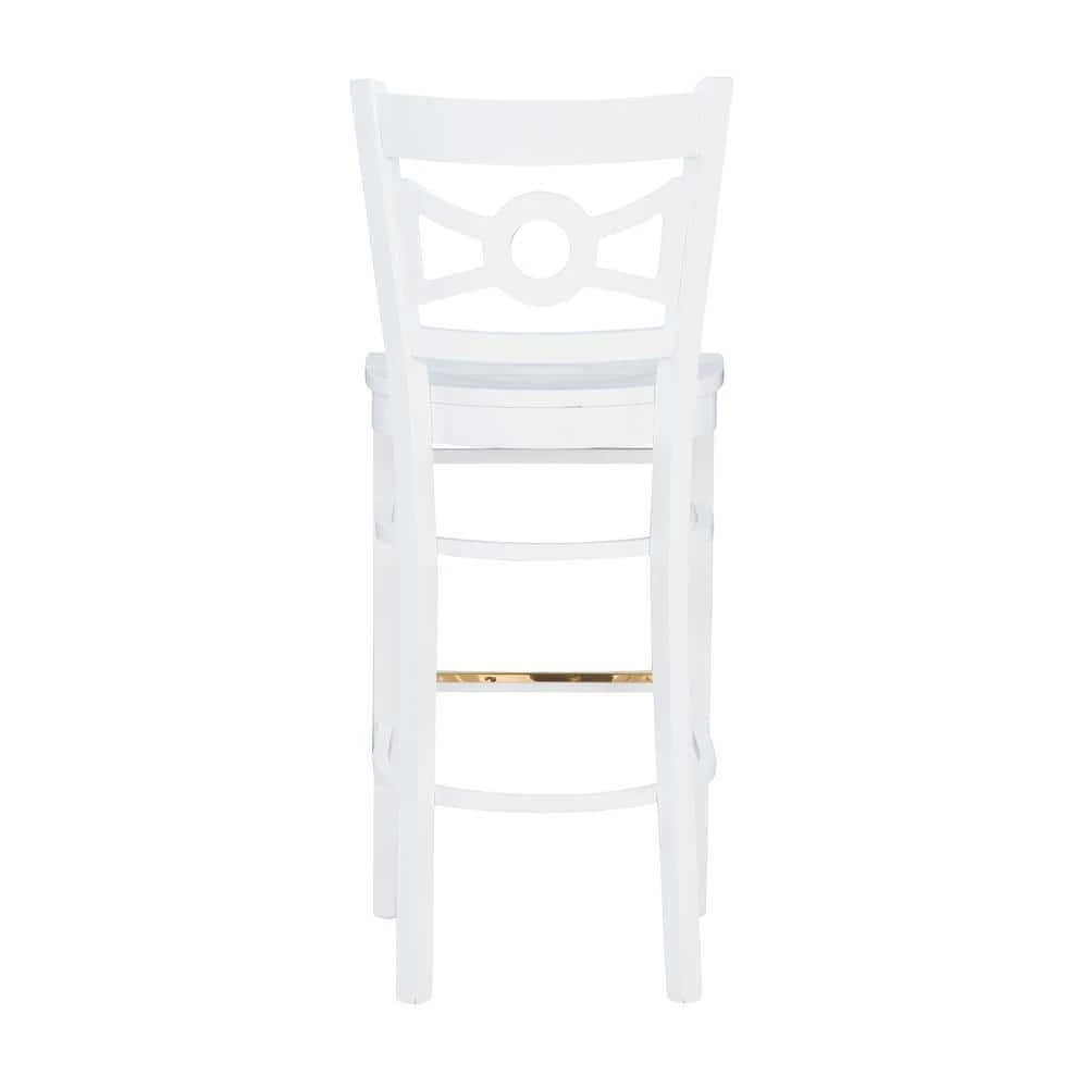 Stacey 44 in. White Decorative Wood Back Bar Stool with Wood-Seat (Set of 2) by Linon Home Decor 7 Stacey 44 in. White Decorative Wood Back Bar Stool with Wood-Seat (Set of 2) by Linon Home Decor - Image 5