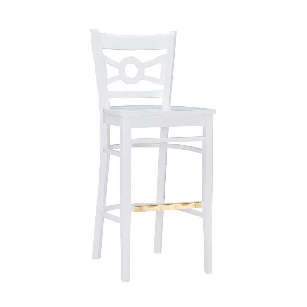 Stacey 44 in. White Decorative Wood Back Bar Stool with Wood-Seat (Set of 2) by Linon Home Decor 8 Stacey 44 in. White Decorative Wood Back Bar Stool with Wood-Seat (Set of 2) by Linon Home Decor - Image 6