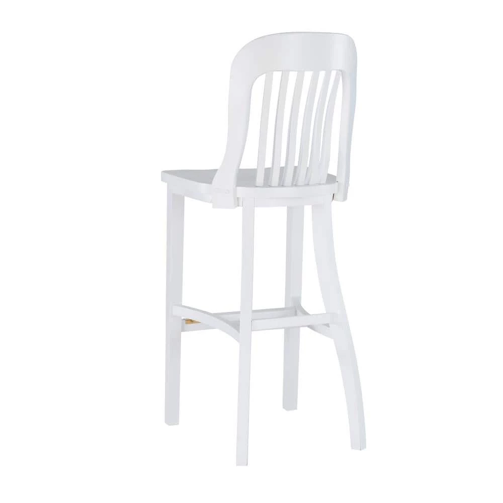 Hynes 46.5 in. White Slat Back Solid Wood 31 in. H Seat Bar Stool with Wood Seat (Set of 2) by Linon Home Decor 10 Hynes 46.5 in. White Slat Back Solid Wood 31 in. H Seat Bar Stool with Wood Seat (Set of 2) by Linon Home Decor - Image 8