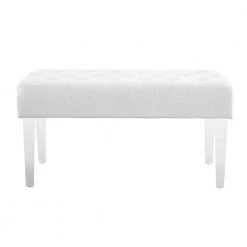 Ella White Glitz Bench with Acrylic Legs by Linon Home Decor -Linon Home Decor Shop white linon home decor bedroom benches 368261gltz01 c3 1000
