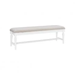 Galena White 60 in. Bench with Cushioned Seat and Nailhead Accents by Linon Home Decor