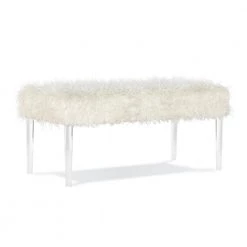 Mima Faux Flokati Acrylic Leg 18 in. H x 42 in. W x 20 in. D Bench by Linon Home Decor