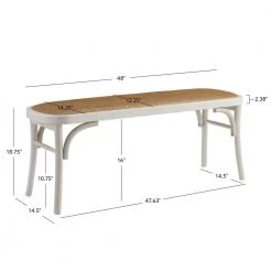 Bessey White Bentwood Bench 18.75 in. H x 48 in. W x 14.5 in D by Linon Home Decor -Linon Home Decor Shop white linon home decor dining benches thd04078 1f 1000
