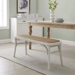 Bessey White Bentwood Bench 18.75 in. H x 48 in. W x 14.5 in D by Linon Home Decor -Linon Home Decor Shop white linon home decor dining benches thd04078 31 1000