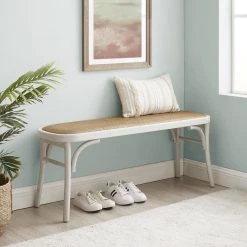 Bessey White Bentwood Bench 18.75 in. H x 48 in. W x 14.5 in D by Linon Home Decor -Linon Home Decor Shop white linon home decor dining benches thd04078 4f 1000