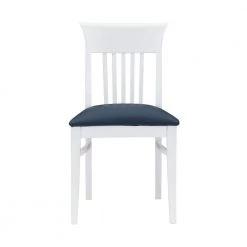Jude White Wood with Navy Faux Leather Side Chair (Set of 2) by Linon Home Decor -Linon Home Decor Shop white linon home decor dining chairs thdac3795 4f 1000