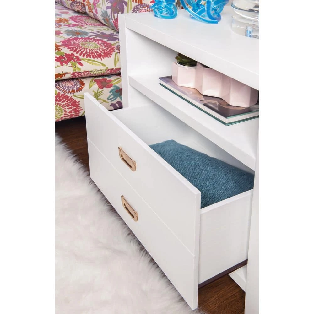 Peggy White Rectangular End Table with Shelf and Two Drawers by Linon Home Decor 7 Peggy White Rectangular End Table with Shelf and Two Drawers by Linon Home Decor - Image 5