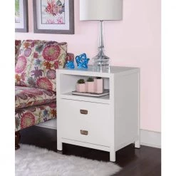 Peggy White Rectangular End Table with Shelf and Two Drawers by Linon Home Decor 25 Peggy White Rectangular End Table with Shelf and Two Drawers by Linon Home Decor -Linon Home Decor Shop white linon home decor end side tables 862263wht01u 1f 1000