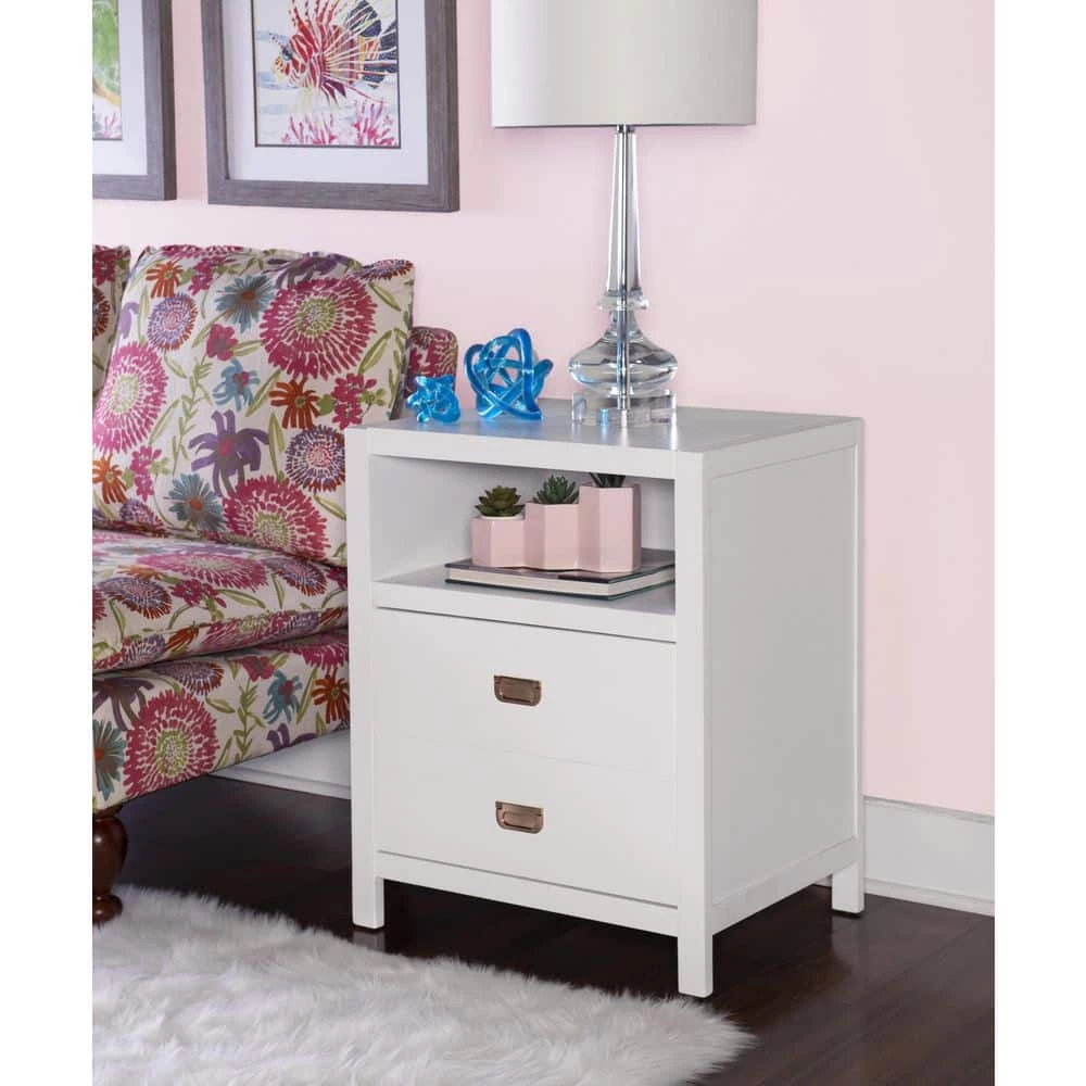 Peggy White Rectangular End Table with Shelf and Two Drawers by Linon Home Decor 12 Peggy White Rectangular End Table with Shelf and Two Drawers by Linon Home Decor - Image 10