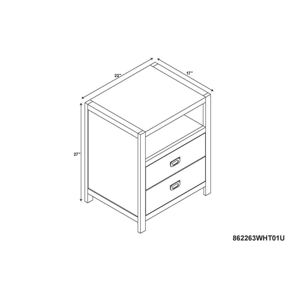 Peggy White Rectangular End Table with Shelf and Two Drawers by Linon Home Decor 15 Peggy White Rectangular End Table with Shelf and Two Drawers by Linon Home Decor - Image 13