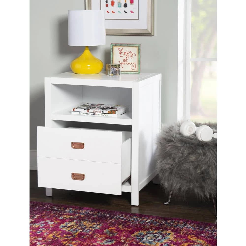 Peggy White Rectangular End Table with Shelf and Two Drawers by Linon Home Decor 9 Peggy White Rectangular End Table with Shelf and Two Drawers by Linon Home Decor - Image 7