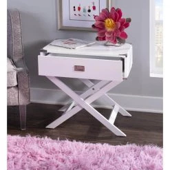 Patterson 24 in. W hite X Base Accent Table with Drawer by Linon Home Decor -Linon Home Decor Shop white linon home decor end side tables thd03545 4f 1000