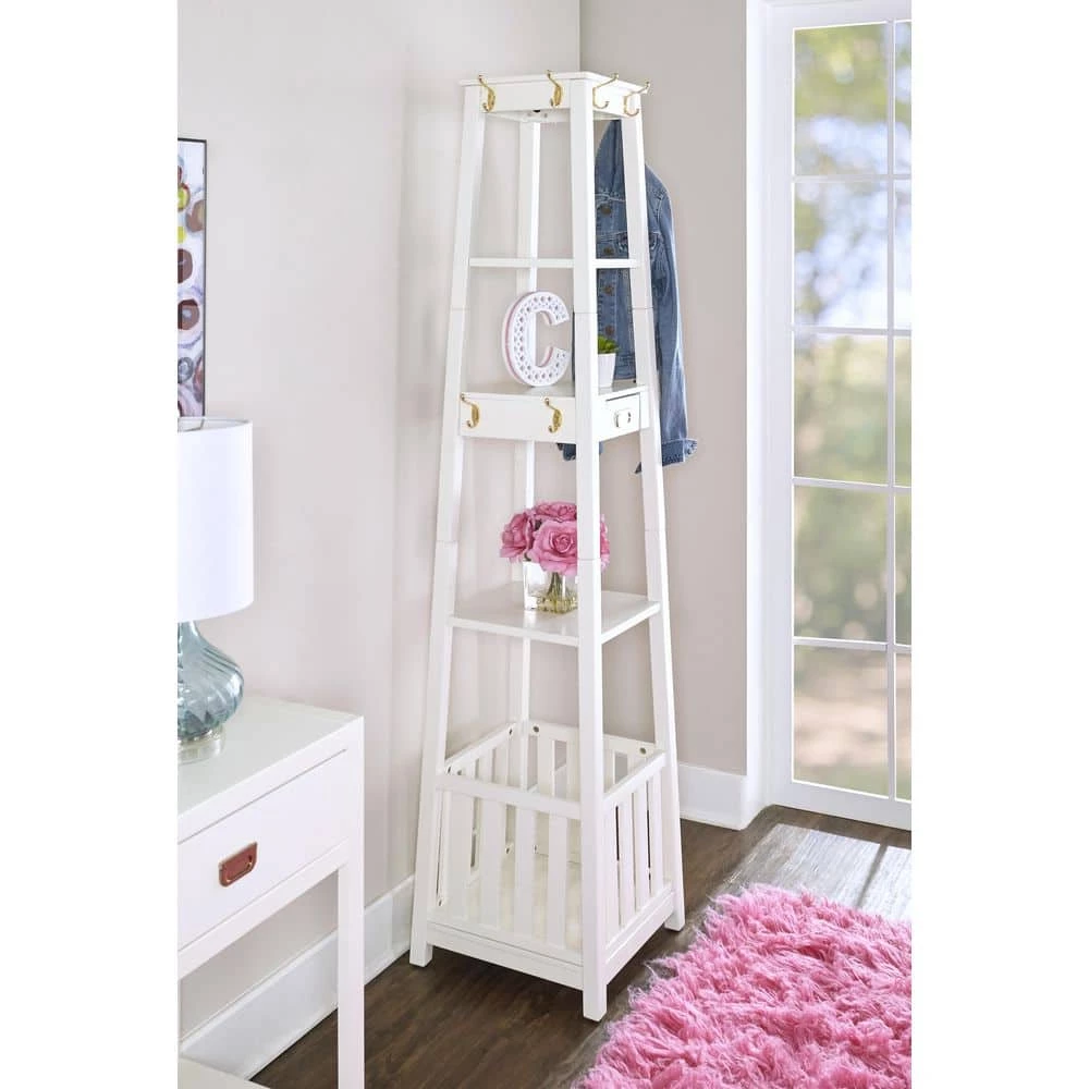 Sara White Pyramid Storage Hall Tree by Linon Home Decor 7 Sara White Pyramid Storage Hall Tree by Linon Home Decor - Image 5