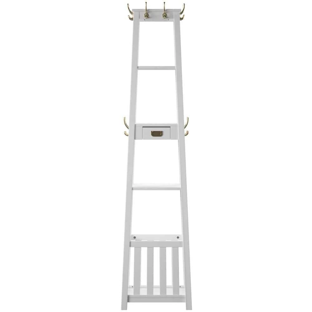 Sara White Pyramid Storage Hall Tree by Linon Home Decor 4 Sara White Pyramid Storage Hall Tree by Linon Home Decor - Image 2