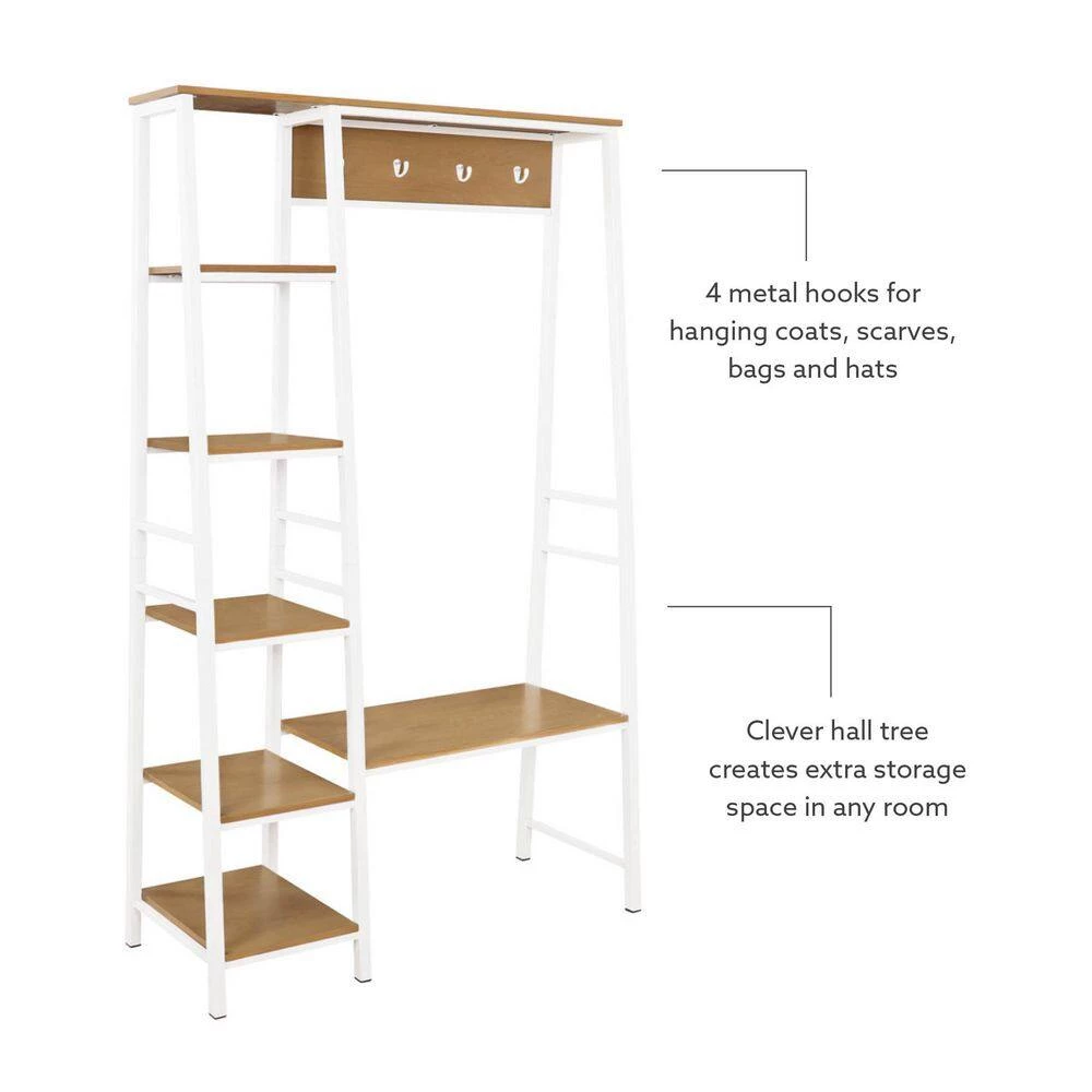 Austin Ash Veneer Hall Tree White by Linon Home Decor 8 Austin Ash Veneer Hall Tree White by Linon Home Decor - Image 7